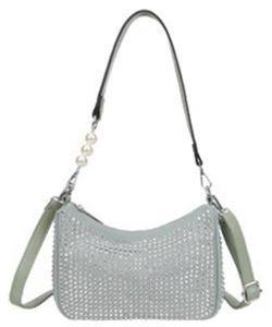 Bling bag with exchangeable pearl strap ZS-9034 LIGHT GREEN